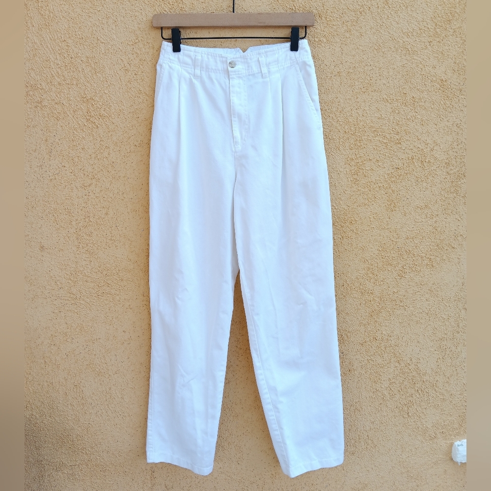 90s White High-Waisted Pants Preppy